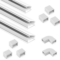 SeonBaro 新概念可開合電線線槽 1m 3入 + 封口蓋 3入 + 彎角接頭 2入 + 連接蓋 3入 3號 套組, 白色