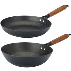 Baf 電磁爐用鑄鐵煎鍋2件套組, 1套, 平底鍋 24cm + 炒鍋 24cm, 混合色