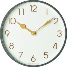 haru 木質立體數字薄框壁鐘 HR-4038, 灰色 + 木質