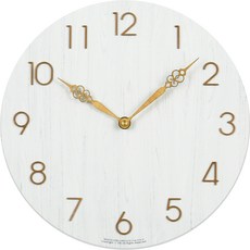 haru 우드입체조각 플랫우드 무소음 벽시계, 화이트 + 우드