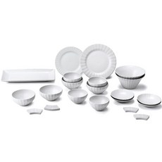 廣州窯 韓國產百合4人碗21件組, 白色, 21碗