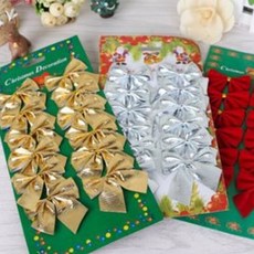 PEONIST 聖誕樹裝飾配件蝴蝶結 12入 x 3組, 紅色, 金色, 銀色, 3個