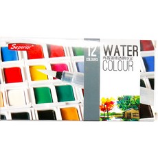 初學者固體繪畫顏料 固體水彩, 12色