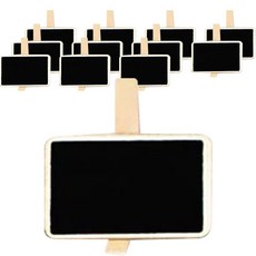 라이프스윗 미니 나무 칠판 사진 클립 메모판 집게 인테리어 소품 12p, 혼합색상, 1세트