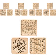 minhwashop 原木杯墊, 15個, 丹青