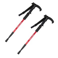 Richduck 超輕量T型健行登山杖 2入, 紅色