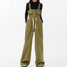 메이첼 허리 스트링 버튼 롱 점프 수트 01644