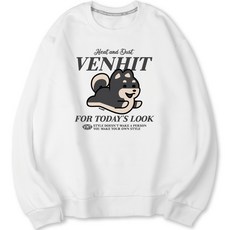 VENHIT 玩耍柴犬內刷毛寬鬆棉質雙面布大尺寸大學T