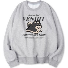 VENHIT 玩耍柴犬內刷毛寬鬆棉質雙面布大尺寸大學T