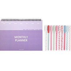 2Youngdesign 彩色桌面月計畫本 + 甜蜜彩色中性筆10支組, 隨機出貨(計畫本), 10支(中性筆), 1套