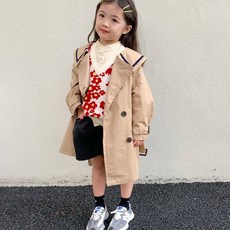 女童學院風翻領風衣外套 CCV58GJK559