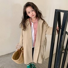 女童中號翻領風衣夾克 CCV58GJK483