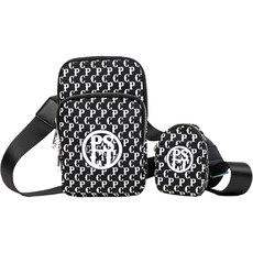 Persian cat Monogram Golf Cross Bag + Pouch包套組, 黑色的