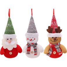 PEONIST 聖誕冬季朋友樹木掛飾3件組, 聖誕老人, 雪人, 魯道夫, 1個
