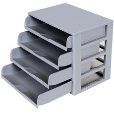 하라코리아 와이드 트레이 4단 서랍 정리함, 그레이 + 그레이, 1개