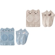 JOY MULTI 幼兒圖案印花防滑襪+護膝組 S號, 1組, 男童款 隨機出貨