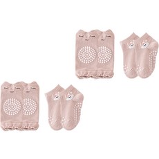 JOY MULTI 幼兒圖案印花防滑襪+護膝組 S號, 1組, 兔子款 淺粉色