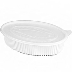 스완 일회용 국 찜 탕 도시락 배달 타원찜 3100ml 용기 100p + 뚜껑 100p 대 백색 세트, 100개입, 1세트