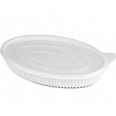 스완 일회용 국 찜 탕 도시락 배달 타원찜 1850ml 용기 100p + 뚜껑 100p 소 백색 세트, 100개입, 1세트