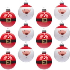 聖誕老人造型裝飾球 12件組, 混合顏色