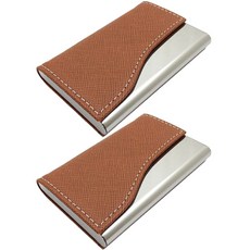 민코 남녀공용 카드지갑 명함 케이스 M731, 브라운, 2개