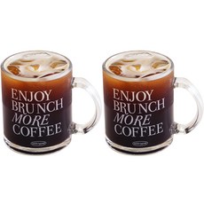 달팽이리빙 퀴진드마망 레터링 유리 머그컵 350ml, 화이트(브런치), 2개