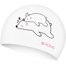 AQUS 矽膠泳帽 小熊 AC1804, 白色