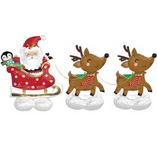 AirLoonz 聖誕老人與馴鹿氣球, 混合色, 1個