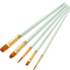 Dasababa 多功能油畫筆5件組 綠色, 12號, 10號, 6號, 4號, 2號, 1套