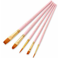 Dasababa 多功能油畫筆5件組 粉紅色, 12號, 10號, 6號, 4號, 2號, 1套