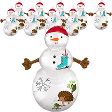 迷你緞面林地雪人造型鋁箔氣球, 10個, 單一顏色