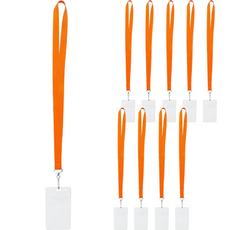 Abern 團體名片掛繩 員工證卡套, 10個, 橘色