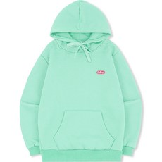 로로리 여성용 핑크패치 스몰로고 기모 후드 티셔츠