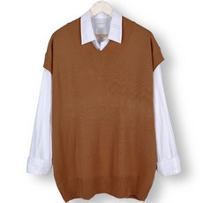 DANGOON 男士素色寬鬆落肩V領針織背心 DG_K051