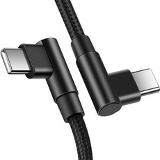 Type-C轉Type-C雙90度充電線, 黑色, 2m