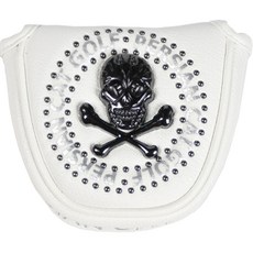 Persian cat 骷髏高爾夫球頭雙球推桿套, 白色的