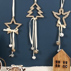 쏘앤영 聖誕樹木製裝飾 天使 + 星星 + 樹木套組, 混合顏色, 1個