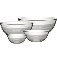 SEVENFREE 高級線條設計強化玻璃碗 中 4種組, 4個, 單色