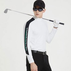 NEVERMINDALL 男士不對稱線條袖半高領T恤 TS763