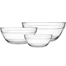 SEVENFREE Chef強化玻璃碗 3入組, 透明