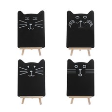 Lifesweet 多用途貓咪迷你黑板 餐廳麵包店商店留言板 4件組, 木頭(4種)