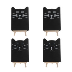 Life Sweet 多用途貓咪迷你黑板 餐廳 麵包店 店鋪 留言板 A 4入, 木頭(A)