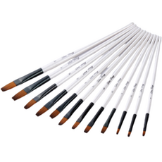 Verbein 壓克力畫筆刷具組 白色 扁平1, 1套, 12種