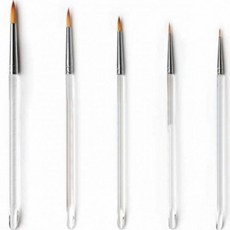 Alpha美術畫筆 圓頭細毛人造毛透明筆桿 5支套組 70R-S, 1號, 2號, 3號, 4號, 5號, 1套