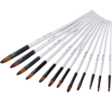 Zhu Ting 丙烯畫筆 12 畫筆套組白色扁平 2, 1套, 12種