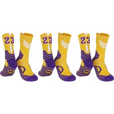 SNF 사계절 두툼한 바닥 스포츠 농구 축구 양말 3켤레 세트, 06퍼플옐로우23번, 1세트