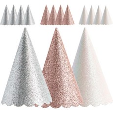 조이파티 글리터 파티고깔 3종 x 5p 세트, 로즈골드, 실버, 펄화이트, 1세트