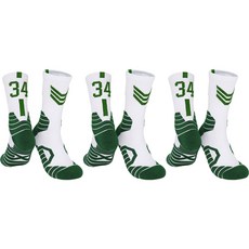 SNF 四季厚底運動籃球足球襪 3雙組, 33 綠白 34號