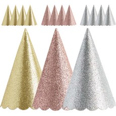 joyparty 亮片派對帽 3款 x 5入組, 1套, 銀色, 玫瑰金, 金色