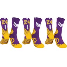 SNF 사계절 두툼한 바닥 스포츠 농구 축구 양말 3켤레 세트, 13옐로우퍼플24번, 1세트